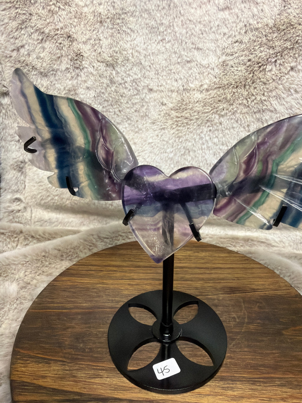 Rainbow Fluorite Heart Wings