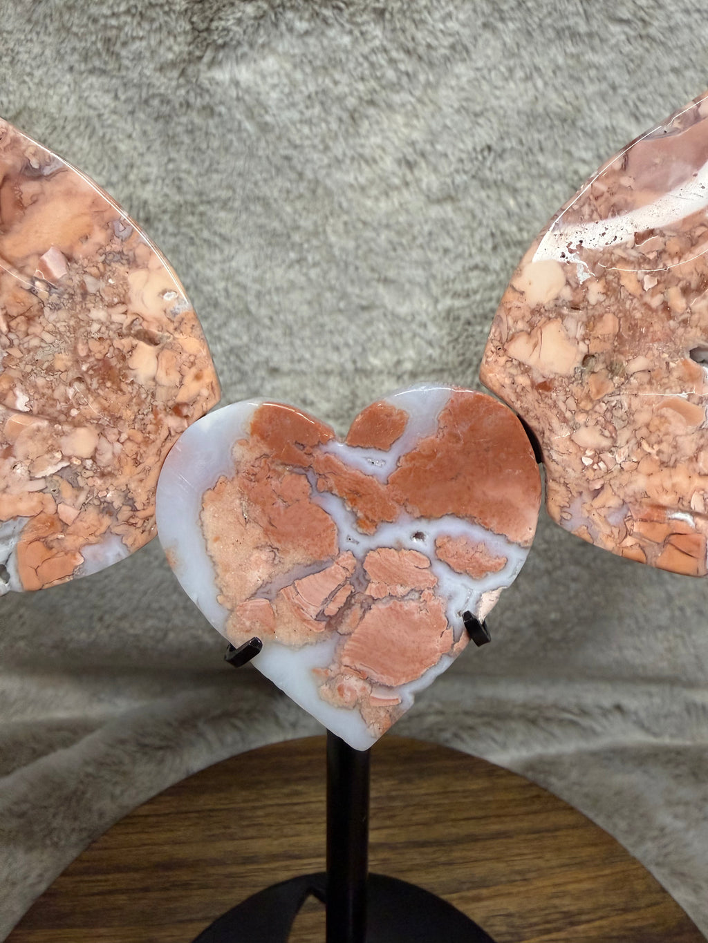 Pink Agate Heart Wings