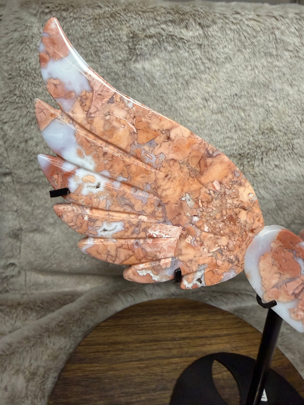Pink Agate Heart Wings