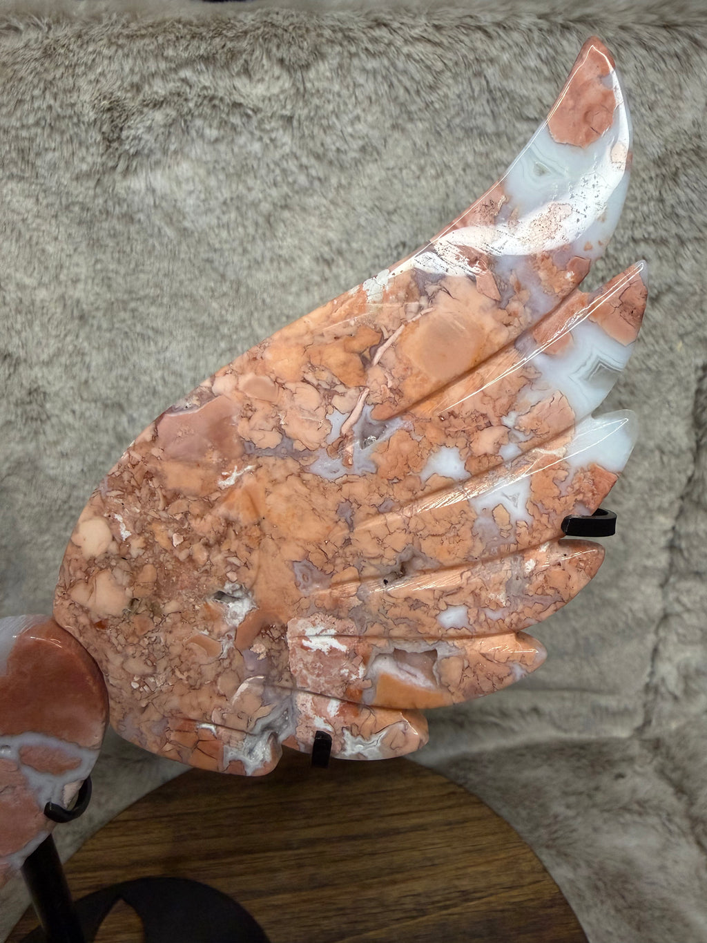 Pink Agate Heart Wings